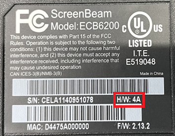 ECB6200 FCC Sticker