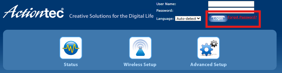Password rest button